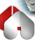 Heavy Duty 2 Piece Stainless Steel Boat Bow Guard With Strong Adhesive Rust Proof Keel Protector showing red and silver shields.
