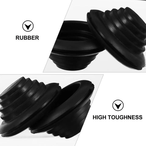 10 Pack Pagoda Shaped Rubber Wire Gasket Hole Plugs Black Flexible Seals for Cables, Reusable Grommet Plugs, Flame Retardant, Insulation Safe Odorless Cable Hole Covers, Easy Fit and Tidy Wire Management rubber plugs shown close-up