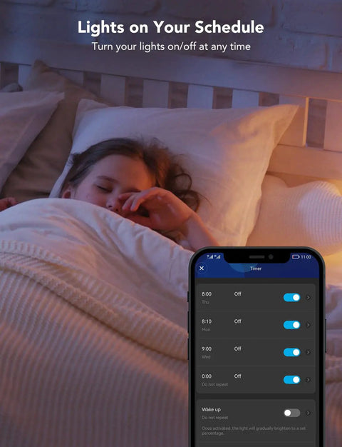 Top Shelf Smart Recessed Lighting 6 Inch Led Downlight Serving Hella Bright 1100 Lumen Glow Smooth Wifi Bluetooth Direct Control For Home Ceilings 4 Pack Easy Plug And Play with timer controls next to a sleeping child.