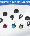 3mm LED Holder Kit Set with 50Pcs Plastic Clip Mount Bracket Circle Cover Bezel For Lamp Bulb Panel Display Black flat clips with 3mm LEDs