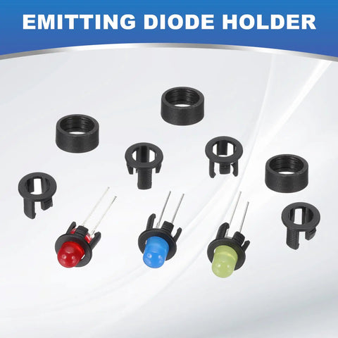 3mm LED Holder Kit Set with 50Pcs Plastic Clip Mount Bracket Circle Cover Bezel For Lamp Bulb Panel Display Black flat clips with 3mm LEDs
