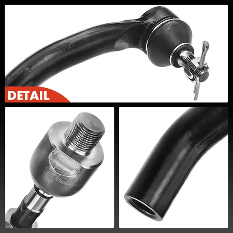 Front Inner And Outer Tie Rod End Kit For Honda Accord 2008 2009 2010 2011 2012 Fix Loose Steering Squeaks And Uneven Tire Wear With A Smooth Responsive Ride, black metal detail