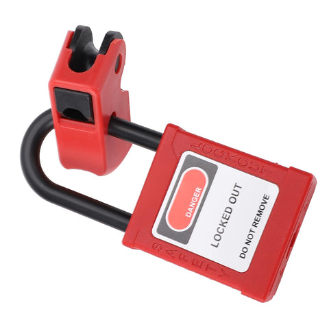 Close-up of Two Pack Circuit Breaker Lockout Device With Insulated Padlocks For Small And Medium Breakers Ideal For Electrician Maintenance