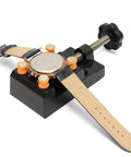 Universal Mini Drill Press Vise Clamp For Jewelry And DIY Projects Table Bench Vise holding a watch for repair.