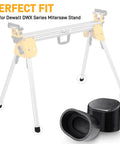 Heavy Duty Rubber Foot Pads For Table Saw Stand And Miter Saw Base Replacement Parts Compatible With Dewalt DWX723 DWX724 DWX725 shown on miter saw stand.