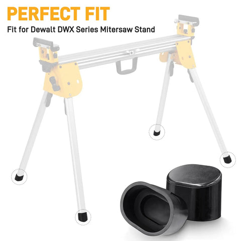 Heavy Duty Rubber Foot Pads For Table Saw Stand And Miter Saw Base Replacement Parts Compatible With Dewalt DWX723 DWX724 DWX725 shown on miter saw stand.