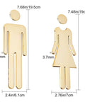 Brushed Gold Restroom Signs For Men And Women Set With Self Adhesive Backing Durable Plastic ABS For Office Business And Restaurant Doors