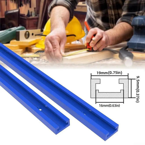 Two Pack 500mm T Track Miter Track Set In Aluminum Alloy With Mounting Holes For Router Table Woodworking Jigs Blue Finish