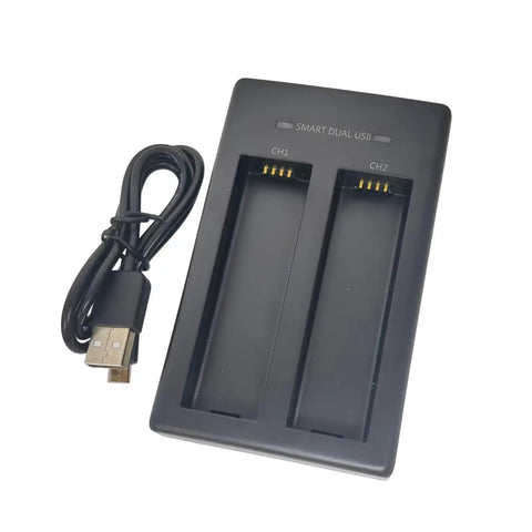 Dual Bay USB Battery Charger Box For 5V Batteries Fast Simultaneous Charging Lightweight Portable Dock With Cable