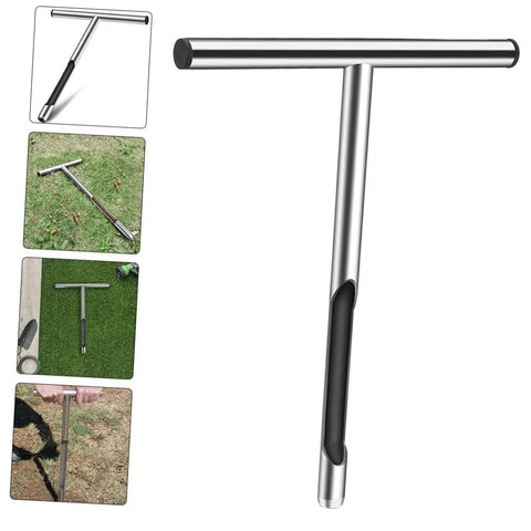 T Handle Garden Soil Sampler Probe Stainless Steel Tool for Quick Soil Testing in Yard and Lawn shown with various views