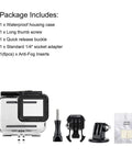 Package contents of Waterproof Dive Housing Case For GoPro Hero 5 6 7 Black 45 Meter Underwater Protection with accessories.