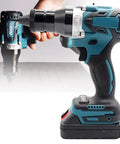 Knockout Cordless Electric Rivet Gun And Automatic Nut Setter With Extended Runtime Battery Pack For Quick Stainless Steel Aluminum Setup Up To M12 Sizes No Cord Drag Required, held in hand