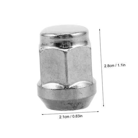 Close-up of heavy duty wheel hub flange bolt nut for ATV and go kart, durable fastener, 2.8cm height, 2.1cm diameter, easy install.