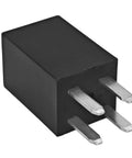 Ultra Micro ISO Automotive Relay Pack of 6, 12V DC, 20A SPNO, high temp resistant, shown from side with metal connectors