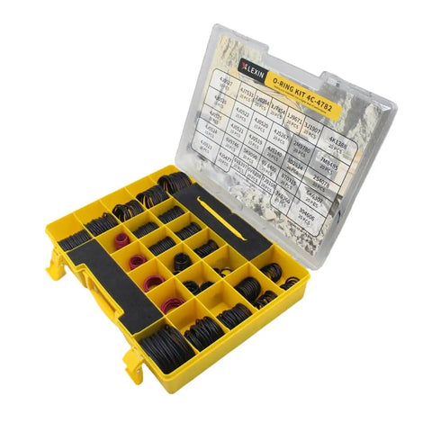 580Pcs Nitrile 90D O Ring Kit For CAT 2701528 And 4C4782 Replacement SAE ORFS box with compartments and lid chart visible