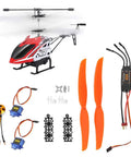A2212 1000KV Brushless Motor With 40A Electronic Speed Controller And 1060 Propeller Plug And Play Flight Bundle For Rc Planes And Fixed Wing Aircraft with helicopter, orange props, and accessories.
