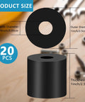 20 Piece Multi Use Rubber Spacers Set One Inch Outer Diameter Three Eighth Inch Inner Diameter One Inch Thick Anti Vibration Neoprene Bushings Tear Resistant Black Washers For Everyday Home And Car Fixups size chart showing 1 in OD, 3/8 in ID, 1 in thick