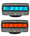 Riloer 4-in-1 LED car display with thermometer, voltmeter and clock, blue/orange backlight, 12V, 2 units