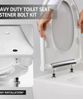 Sturdy Four Piece Toilet Seat Bolt Kit Crafted From Top Shelf 304 Stainless Steel For Hassle Free Bathroom Upgrades And Dead Set Reliable Mounting Power To Keep Your Seat Locked Down Tight Year Round, showing installation steps.