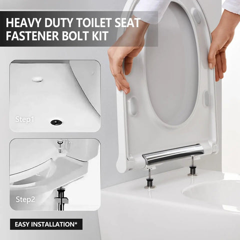 Sturdy Four Piece Toilet Seat Bolt Kit Crafted From Top Shelf 304 Stainless Steel For Hassle Free Bathroom Upgrades And Dead Set Reliable Mounting Power To Keep Your Seat Locked Down Tight Year Round, showing installation steps.