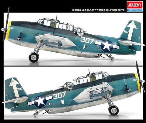 TBM-3 Navy Torpedo Bomber Model Kit 1/48 scale with Cartograf decals, side view showing bomb bay doors on plastic injection model