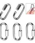 Pack of 5 M4 304 Stainless Steel Quick Link D Shape Locking Carabiner Heavy Duty Repair Link for Outdoor Gear
