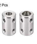 Rock Solid Stainless Steel Rigid Shaft Coupling Set Screw Connector Fits 6Mm To 8Mm Bore For Cnc Machines And 3D Printers Two Pack displayed at an angle.