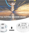 Heavy Duty Metal Synchronous Belt Pulley Gear Set Slick Timing Wheels Direct Swap Parts For CJ0618 Mini Lathe gears with metal cutting sparks.