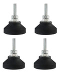 Four Pack Heavy Duty Furniture Leveling Feet With Round Base Screw On Glides For Tables And Chairs Lock Tight Stability And Smooth Glide Action Solid Build That Goes Hard In Black And Silver.