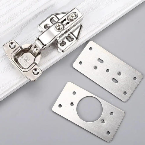 Cabinet Hinge Repair Kit With Dual Use Plates And Stainless Steel Mounting Screws For Doors And Side Panels Easy DIY Furniture Restoration