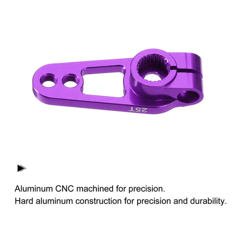 Three Pack Aluminum 25T Steering Servo Arm Horn Set For DIY RC Cars Boats And Planes, 31mm Length, 7mm Thick, 3mm Holes, High Torque Coreless Servo Accessory In Purple, CNC aluminum servo horn