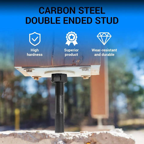 MOUMOUTEN M10×120mm double-ended threaded stud, carbon steel with black oxide finish, installed under mounting bracket