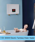 Top Shelf Electric Tankless Water Heater Delivers Hot Water On The Fly With A Slick Point Of Use Design above a soaking bathtub.