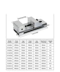 Detailed dimensions of Rock Solid Cnc Milling Vise With Fast Swap Flat Jaws Fixture, including sizes and specifications.
