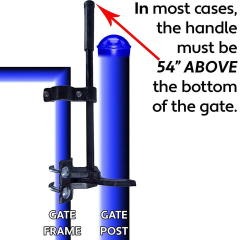 Child Safe Pool Gate Latch, Push Style Pool Gate Latch For Chain Link Fences, Fits One And Three Eighths Inch Gate Frames And Two And Three Eighths Inch Posts, Auto Swing Latch Lockable From Both Sides installed on gate frame and post