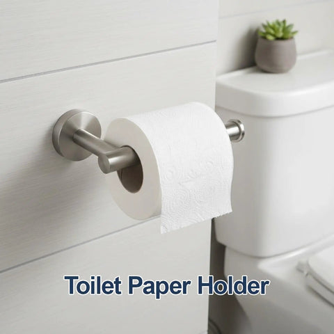 Dope 7 Piece Bathroom Hardware Set In Brushed Nickel Stainless Steel With Toilet Paper Holder, Rustproof Bath Accessory Kit