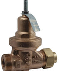 Lead Free Water Pressure Reducing Valve 2 Inch For Home Plumbing Protects Pipes Regulates Incoming Pressure Reduces Water Waste Potable Water Safe Low Lead Compliant Retrofit DIY Ready Homeowner Friendly No Inline Strainer bronze valve front view