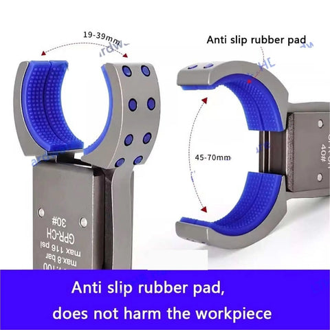 Gripper Mechanical Arm Clamp Sensor Switch and Anti Slip Pad for Bottle Preform Workpieces in Circular Automation Fixtures