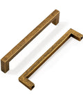 10 Pack Antique Brass Cabinet Pulls Square Design With Five Inch Center To Center About Five And Two Fifths Inches Long Solid Zinc Alloy Kitchen Cabinet Handles Polished Gold Drawer Pulls Hardware