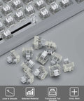 Creamy White Linear Keyboard Switches 42gf 3 Pin Pre Lubed With POM Stem For MX Mechanical Keyboard Compatible Switch Set Pack Of 100 For Quiet Smooth Accurate Typing And Rapid Gaming Sessions, translucent top housing