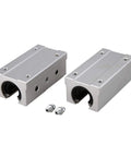 Beefed Up SBR16LUU Linear Bearing Pillow Block Set For CNC And 3D Printer Upgrades, 16mm Inner Diameter, Aluminum Alloy, Durable Precision Hardware For DIY Machining And Tools, Includes 2 Pieces, silver blocks with fittings