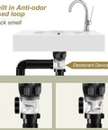 Upgraded Bathroom Sink Drain Kit With Flexible Expandable P Trap, Pop Up Stopper, Easy Install, shown with anti-odor loop