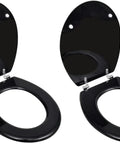 Straight Up Comfy Flannel Toilet Seat Covers With Lids Two Pack seamless black covers with lids for round toilets.