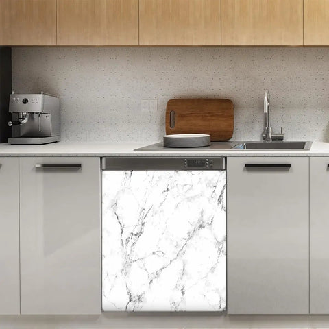 Dishwasher Magnet Cover White Marble Black Texture Cool Look Reusable Magnetic Sticker For Door Panels 21x26 In Easy To Clean