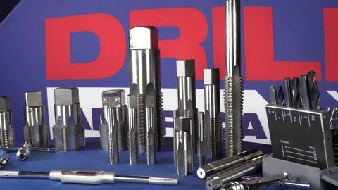 High Speed Steel Plug Tap M45 X 1.5 for Cutting and Repairing Threads in metal components, various sizes displayed on table