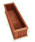 Raised Garden Bed Planter Box Window Mounted For Windowsill And Backyard Wooden Planting Box For Flowers And Veggies Durable Fir Wood With Drainage Holes Large 40 By 13 By 12 Inches top view