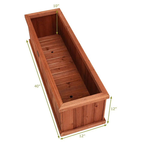 Raised Garden Bed Planter Box Window Mounted For Windowsill And Backyard Wooden Planting Box For Flowers And Veggies Durable Fir Wood With Drainage Holes Large 40 By 13 By 12 Inches top view