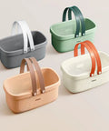 Four Portable Shower Caddy Tote Organizer Baskets With Silicone Handles, Lightweight Plastic, Multiple Colors