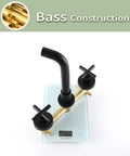 Matte Black Wall Mount Bathroom Faucet With Two-Handle Design, Honeycomb Spout For Less Splash, Brass Construction Detail
