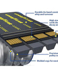 Cross-sectional view of Industrial V Belt BX Profile 12 Ribs 76.73 Inch Length Cogged Banded Design with detailed features labeled
